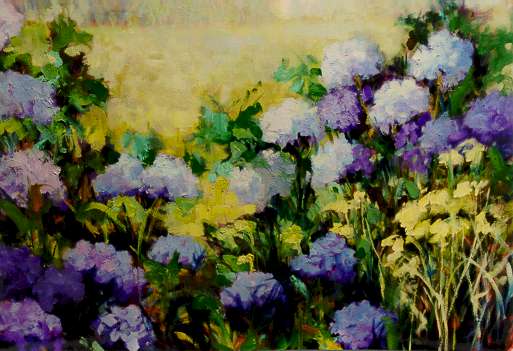 "Hydrangea Series #2" by Carol Reeves, Oil, Landscape