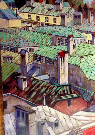 "Innsbruck Rooftops" by Carol Reeves, Pastel, 42" x 30"