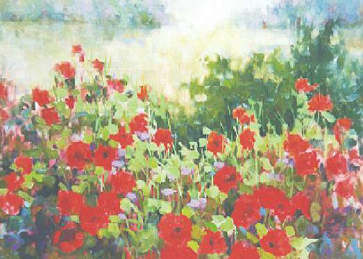 ''Poppy Series III'' by Carol Reeves, Oil, 30'' x 40'' Landscape