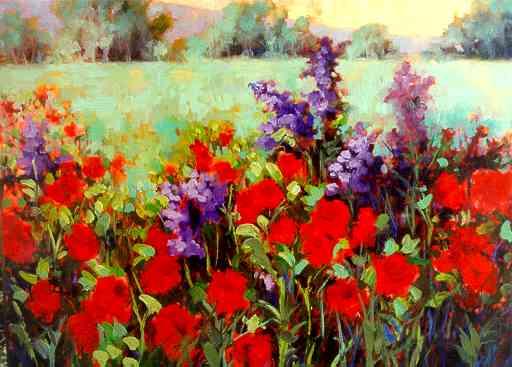 ''Poppy Series II'' by Carol Reeves, Oil, 30'' x 40'' , Landscape