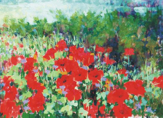 "Poppy Series IV" by Carol Reeves, Oil, 40" x 30" Landscape